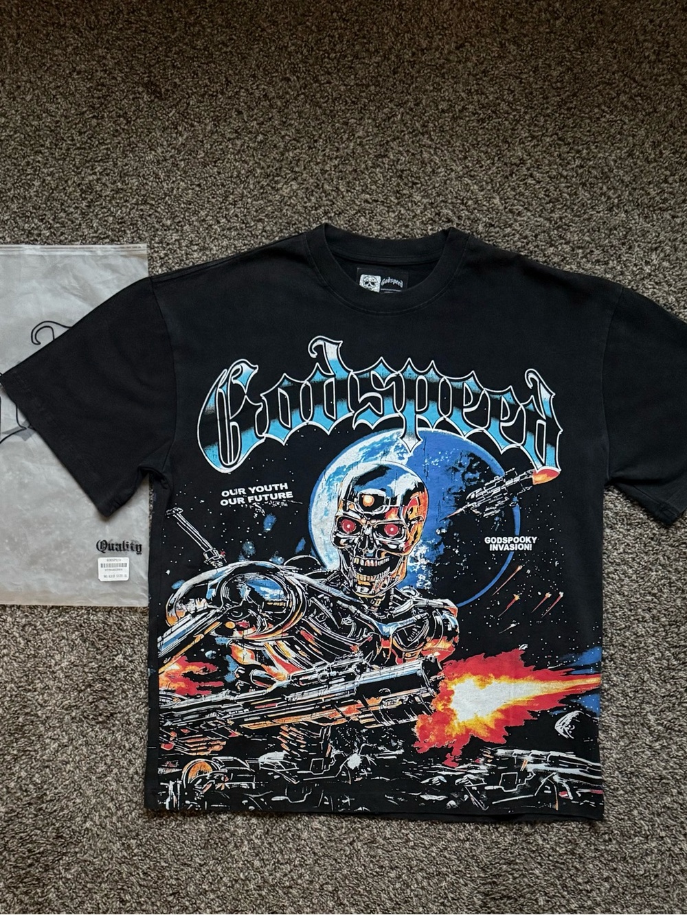 Godspeed Graphic Black Kids Short Sleeve Tee